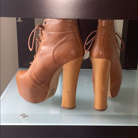 Tan lace up platform tall heels - Picture 3 of 4
